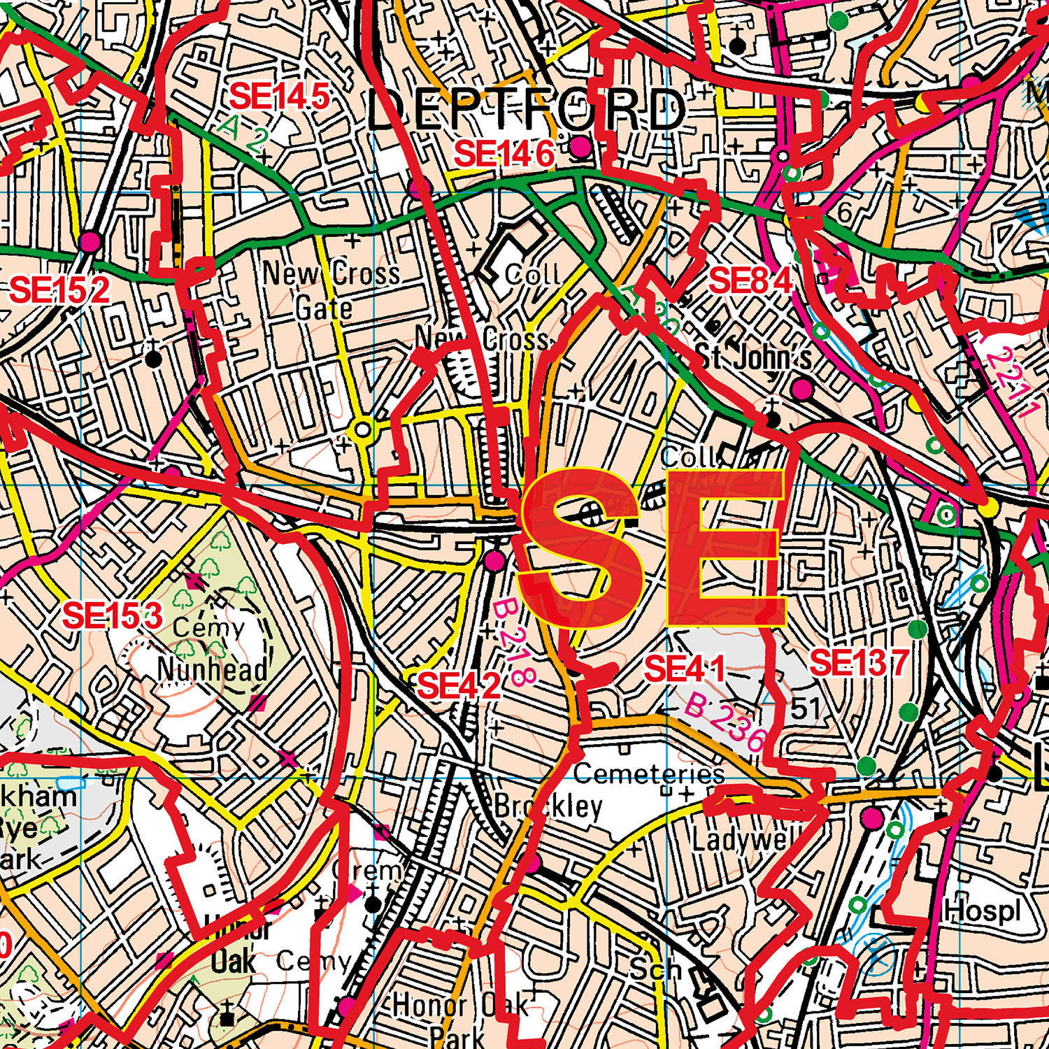 South East London - SE - Postcode Sector Map (G57)