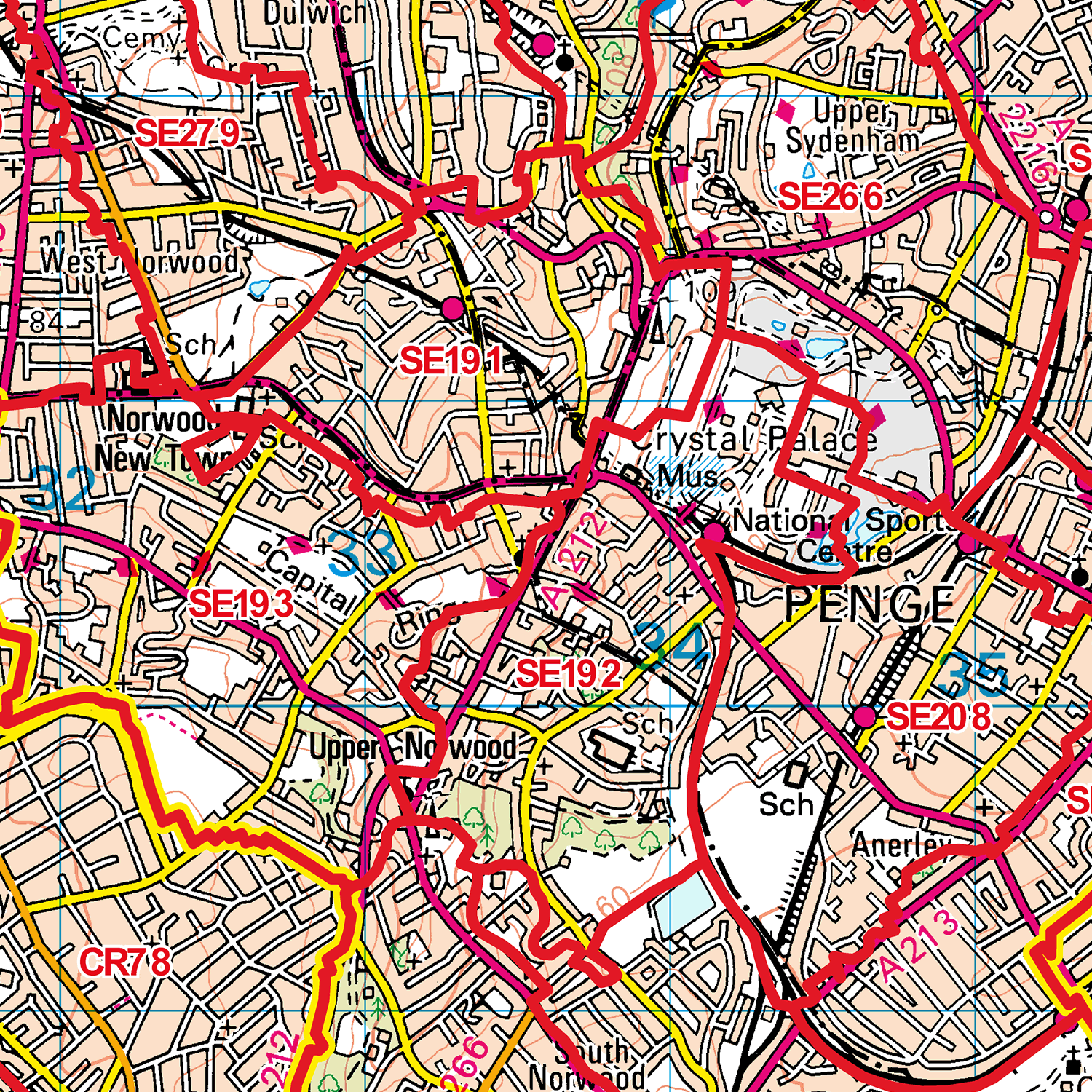 South East London - SE - Postcode Sector Map (G57)