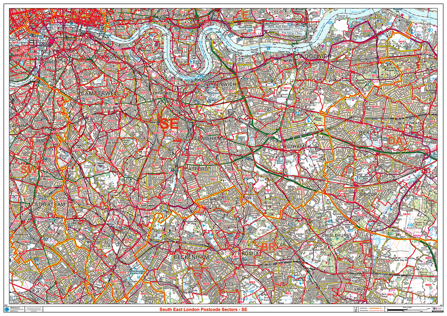 South East London - SE - Postcode Sector Map (G57)