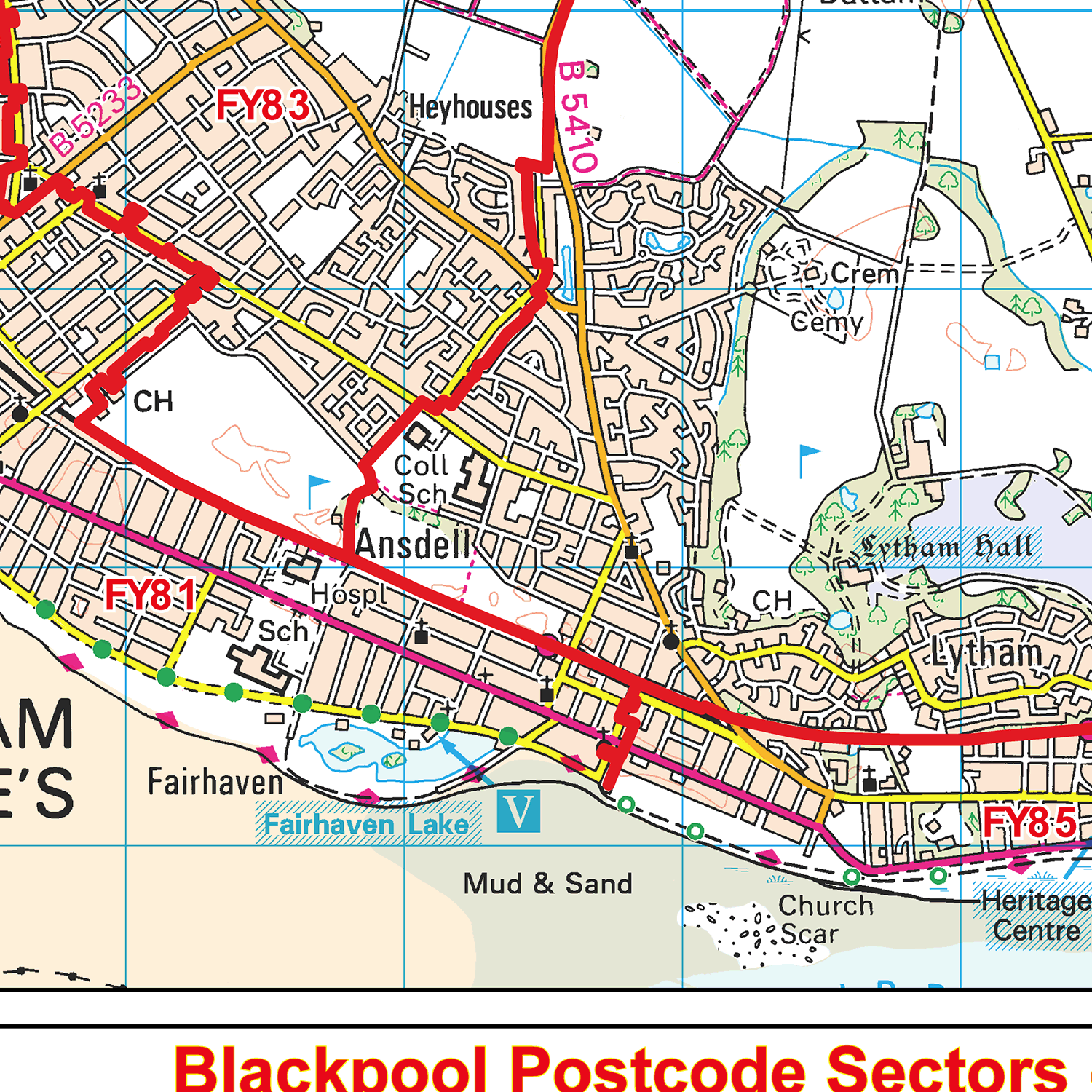 Blackpool - FY- Postcode Sector Map (G58)