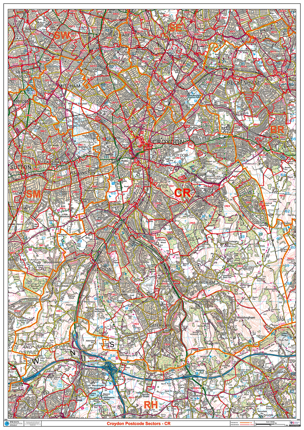 Croydon - CR - Postcode Sector Map (G60)