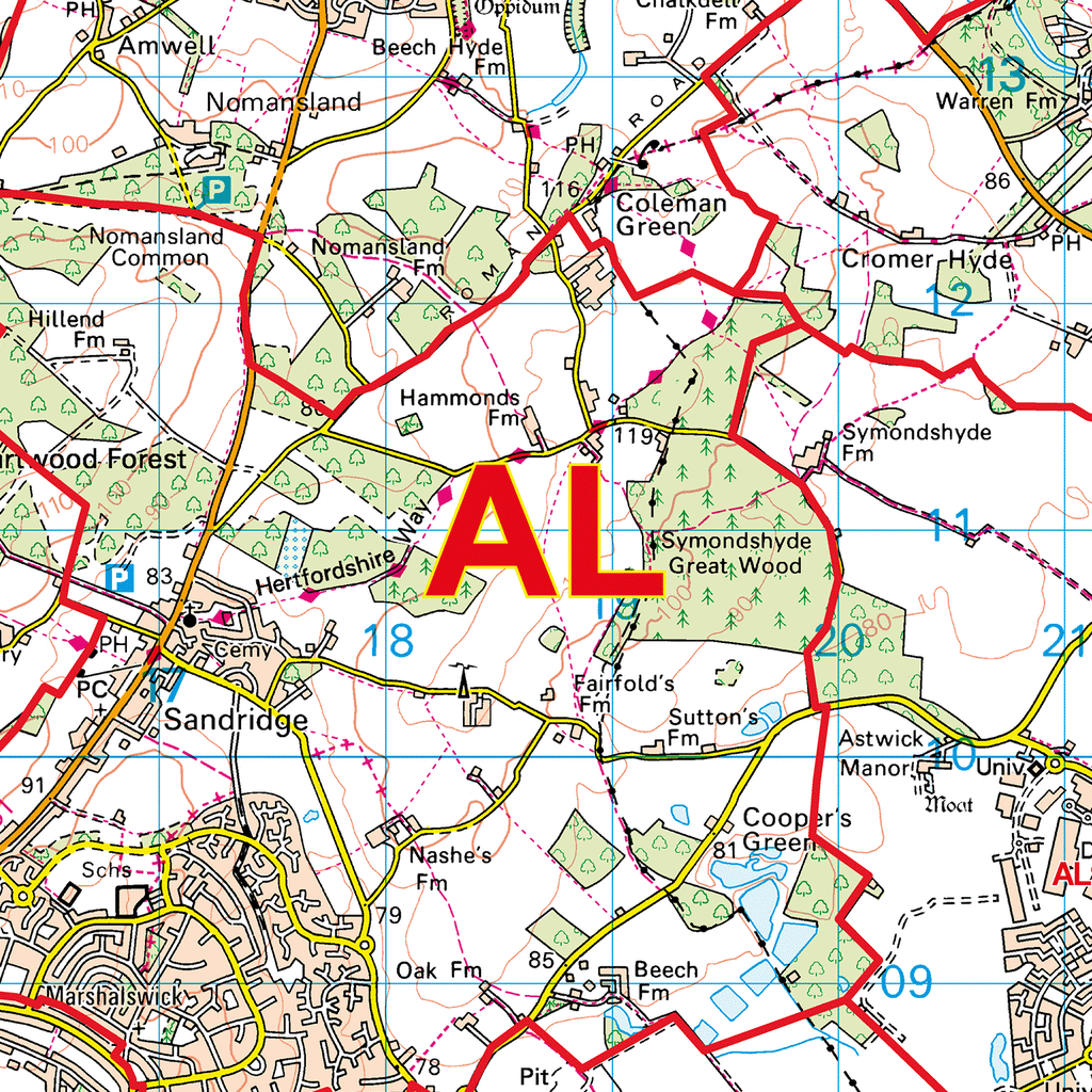 St Albans - AL - Postcode Sector Map (G61)