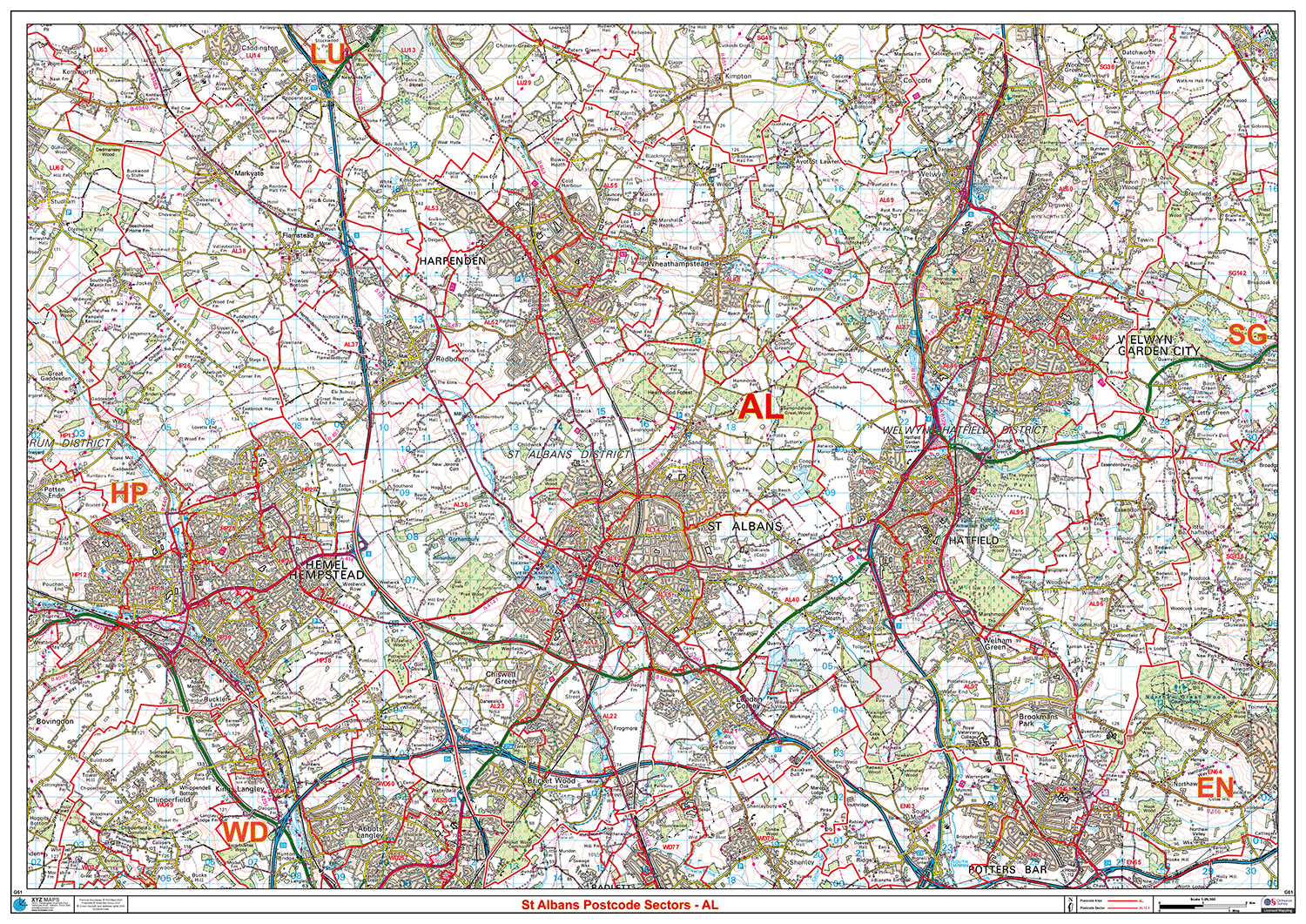 St Albans - AL - Postcode Sector Map (G61)