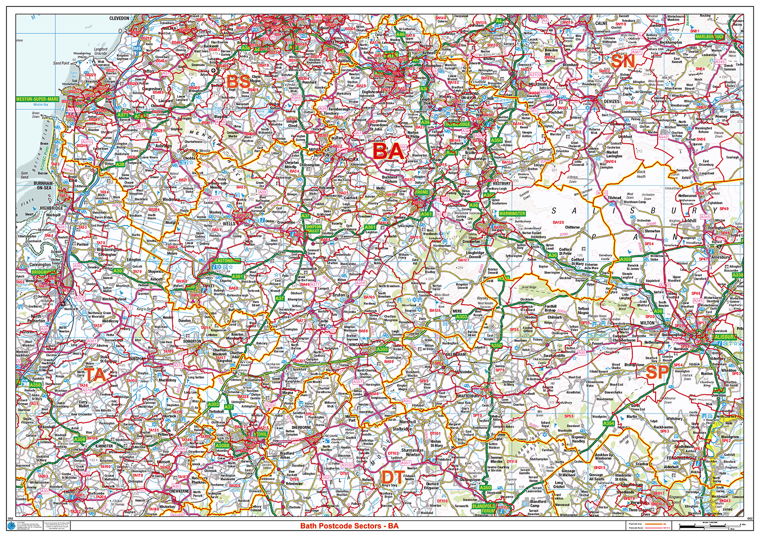Bath - BA - Postcode Sector Map (G62)