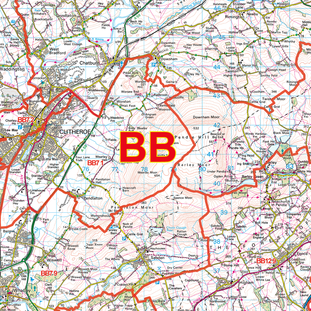 Blackburn - BB - Postcode Sector Map (G63)