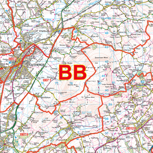 Blackburn - BB - Postcode Sector Map (G63)