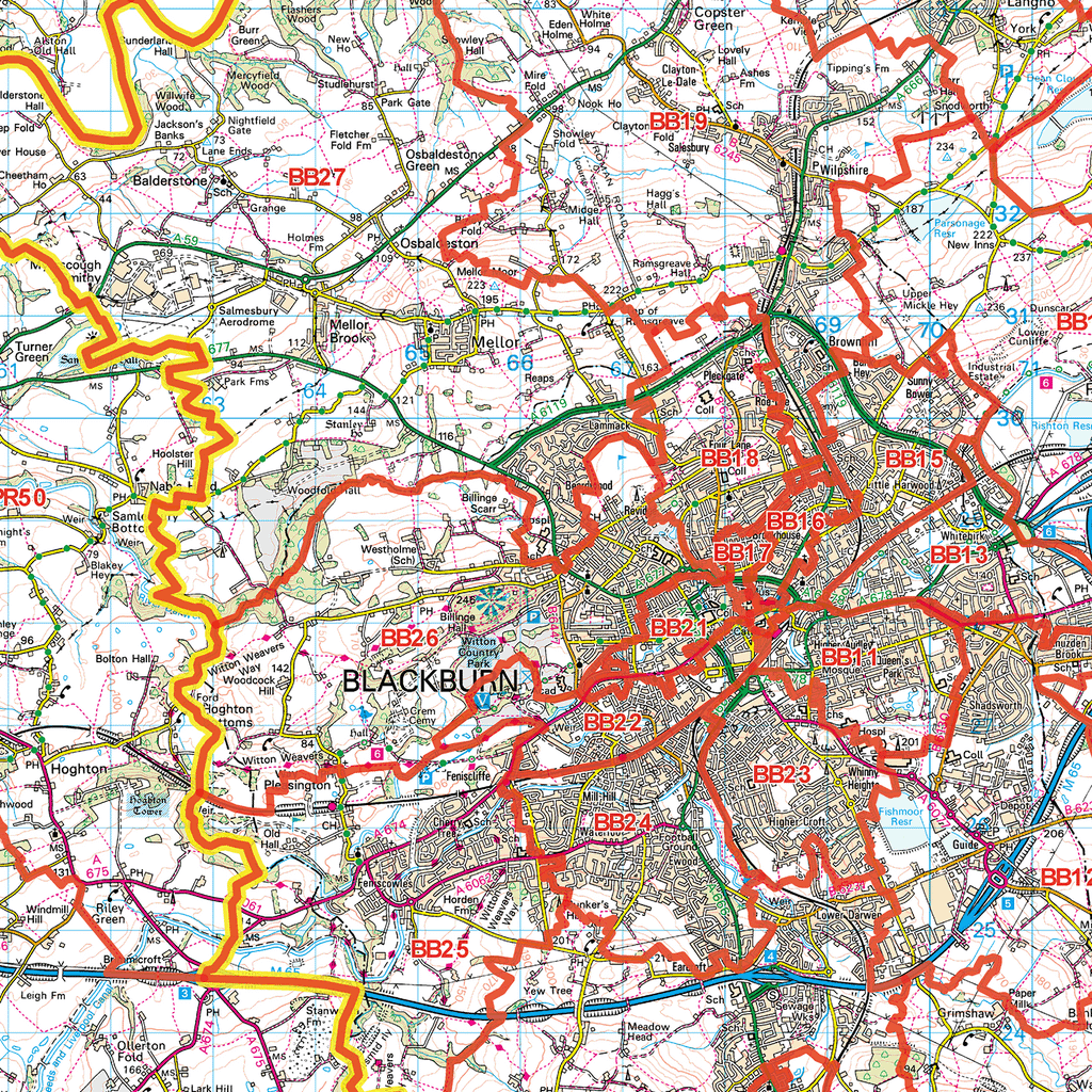 Blackburn - BB - Postcode Sector Map (G63)