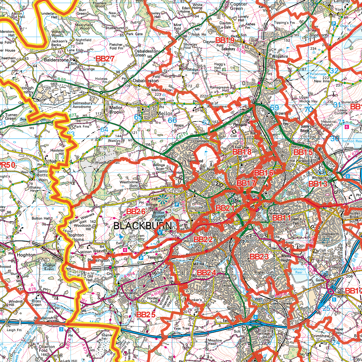 Blackburn - BB - Postcode Sector Map (G63)