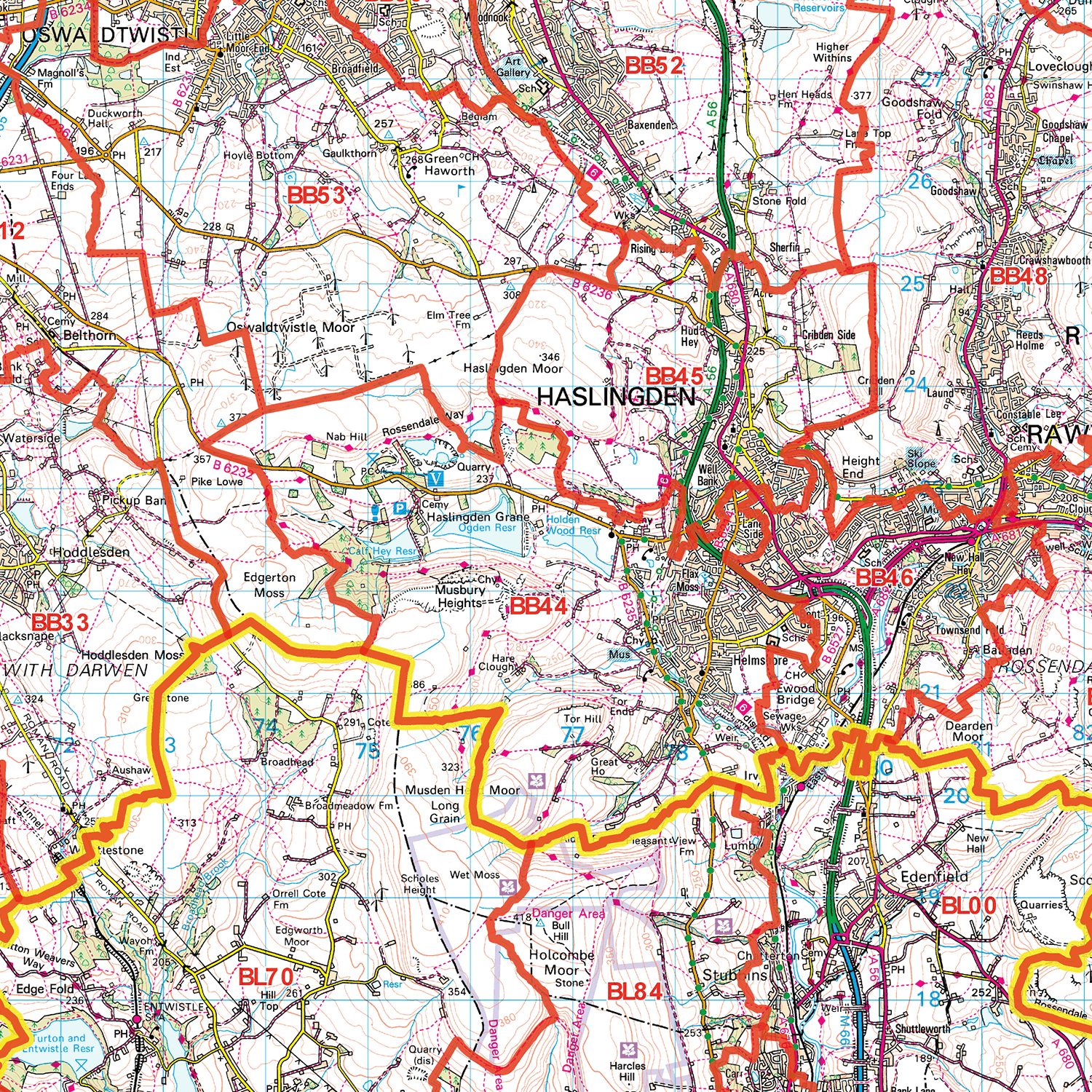 Blackburn - BB - Postcode Sector Map (G63)