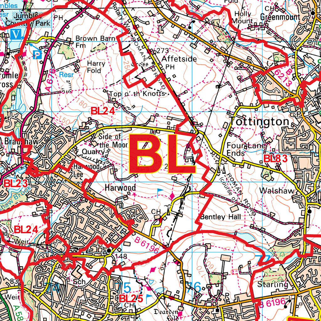 Bolton - BL - Postcode Sector Map (G64)