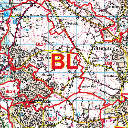 Bolton - BL - Postcode Sector Map (G64)