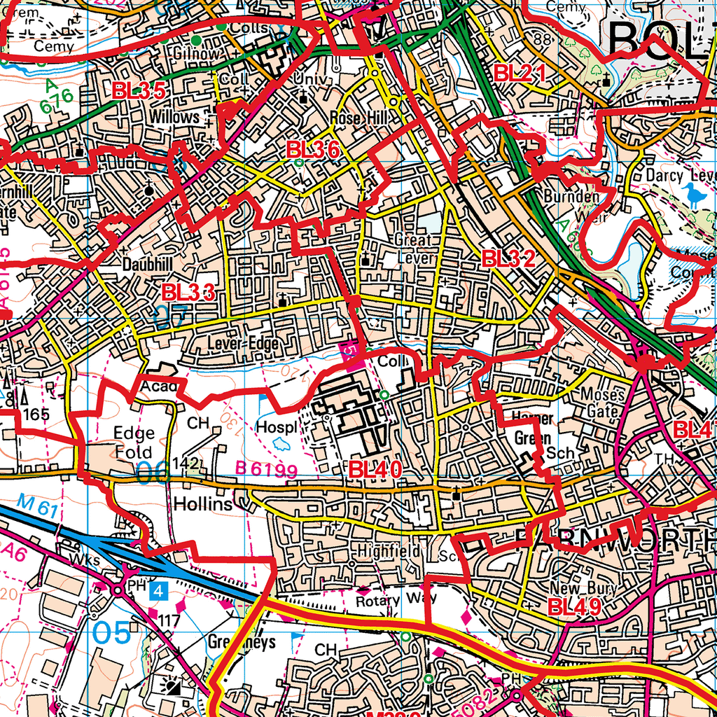 Bolton - BL - Postcode Sector Map (G64)