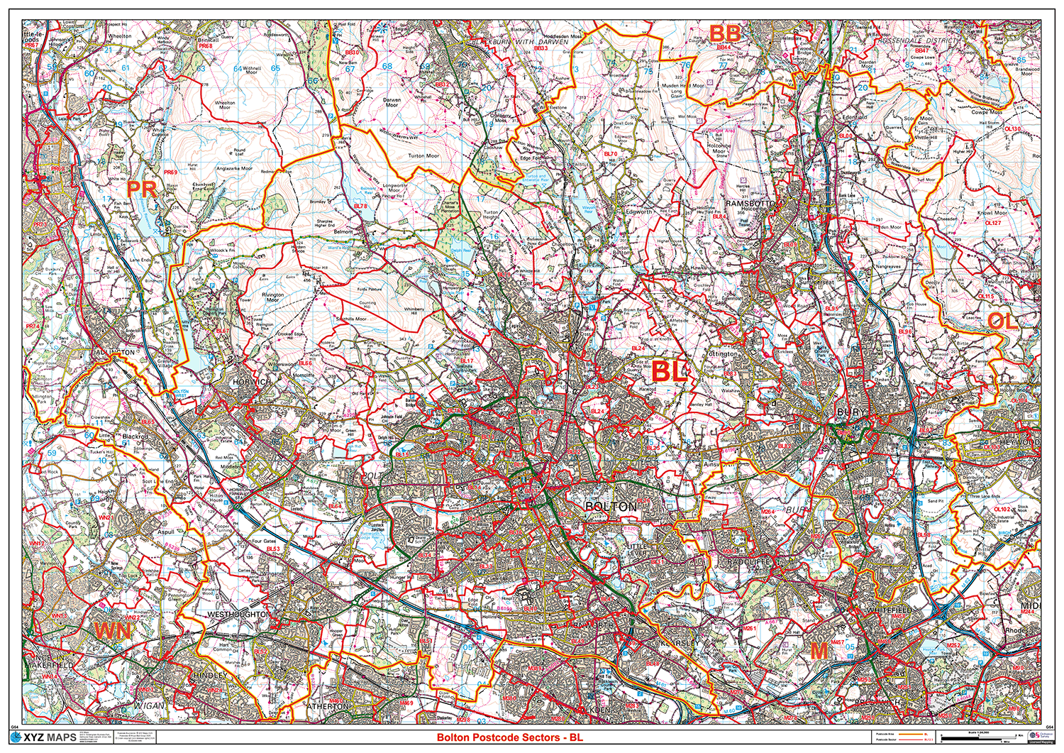 Bolton - BL - Postcode Sector Map (G64)