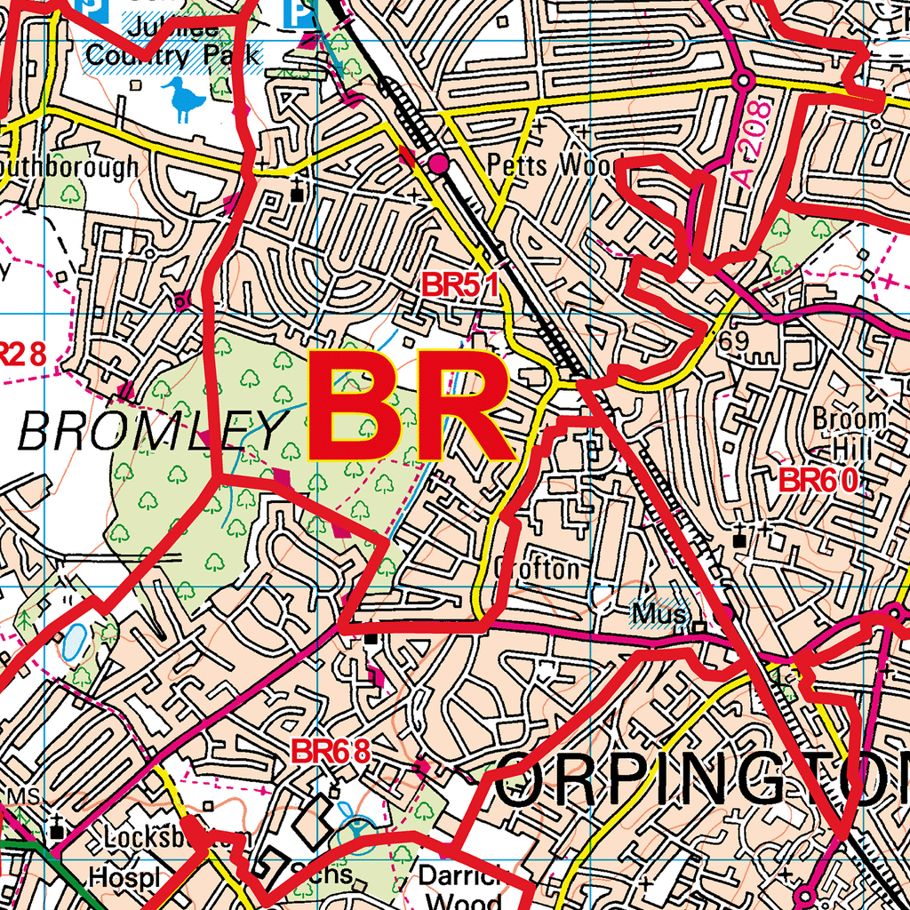 Bromley - BR - Postcode Sector Map (G65)