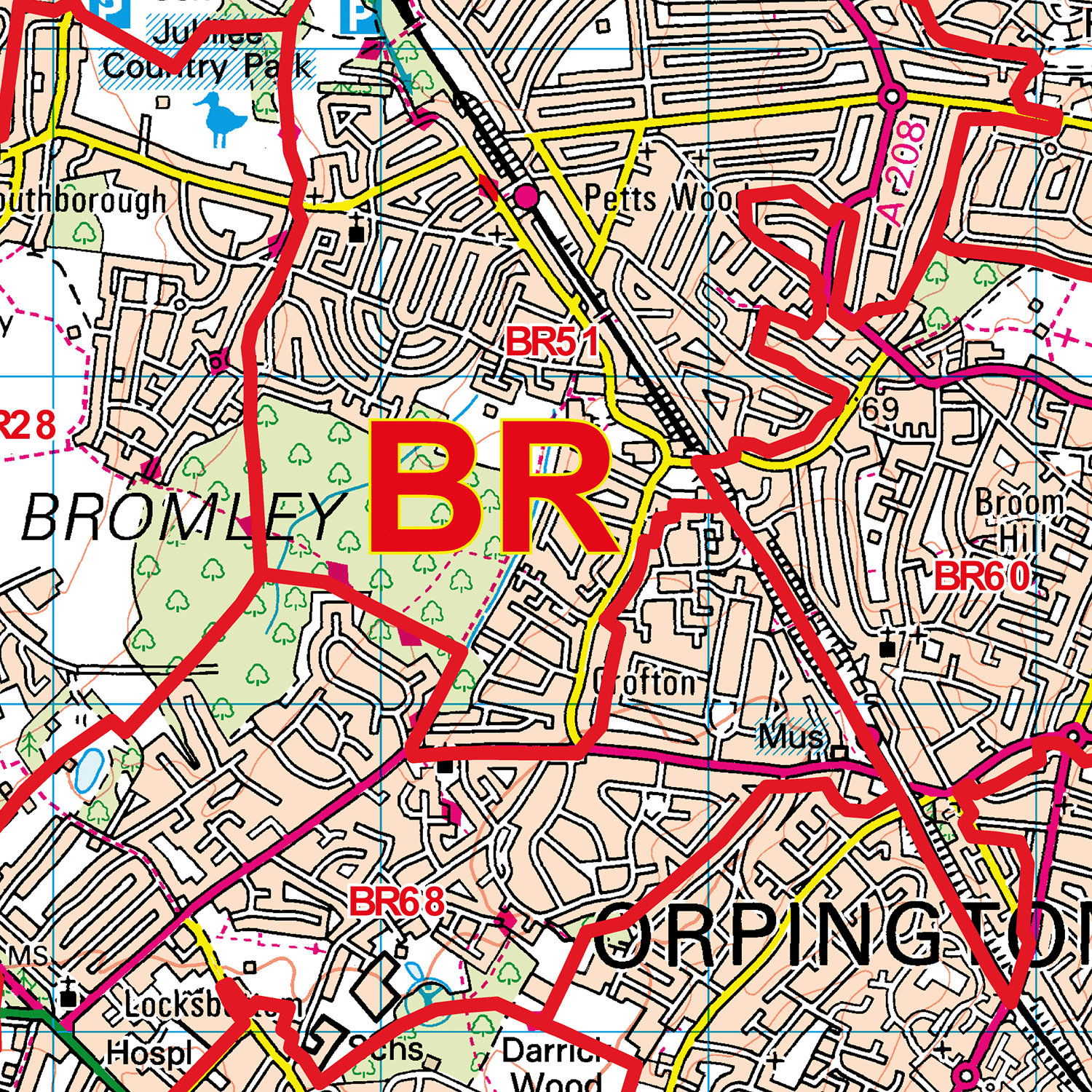 Bromley - BR - Postcode Sector Map (G65)