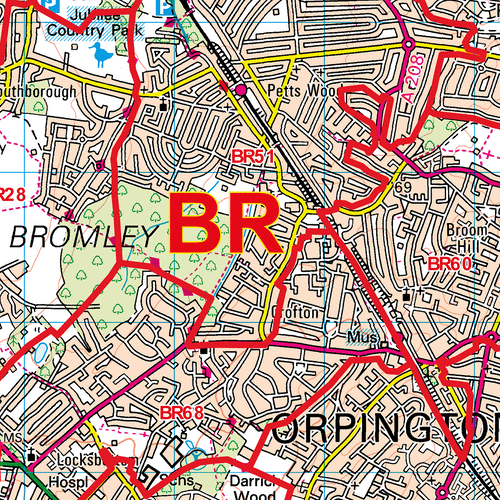 Bromley - BR - Postcode Sector Map (G65)