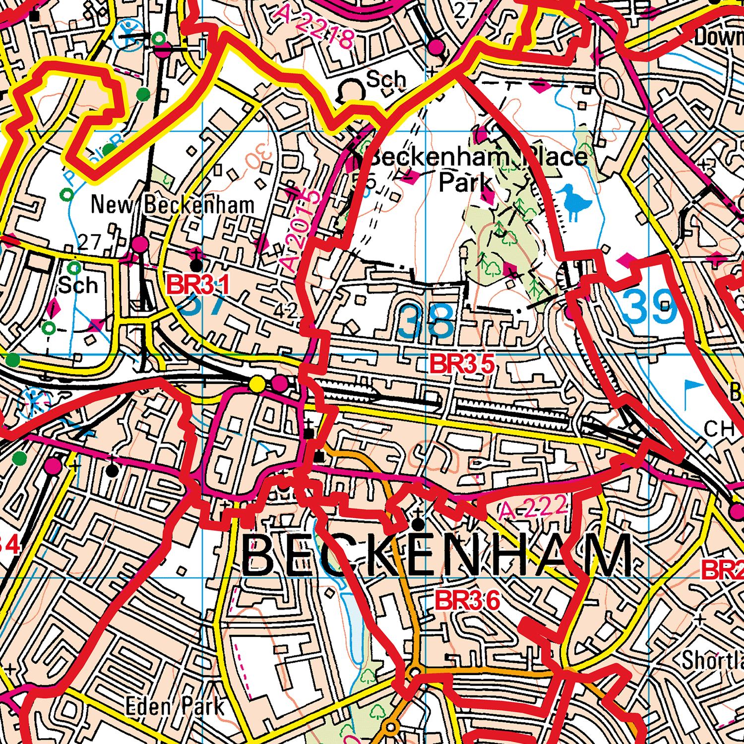 Bromley - BR - Postcode Sector Map (G65)