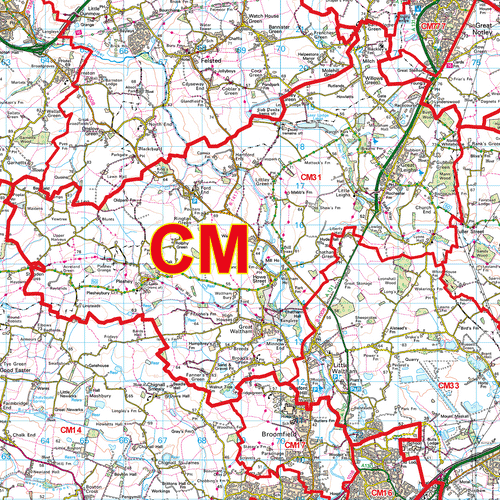Chelmsford - CM - Postcode Sector Map (G68)