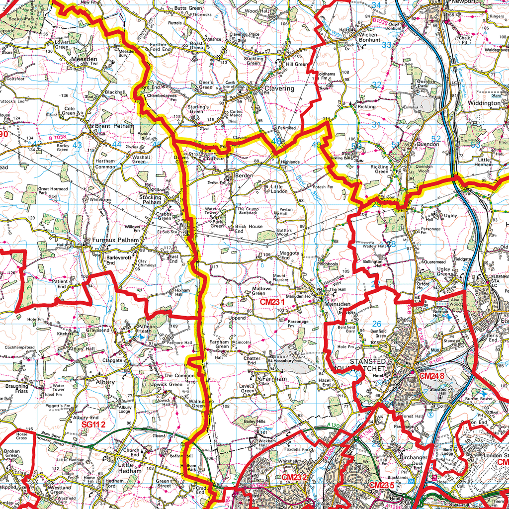 Chelmsford - CM - Postcode Sector Map (G68)