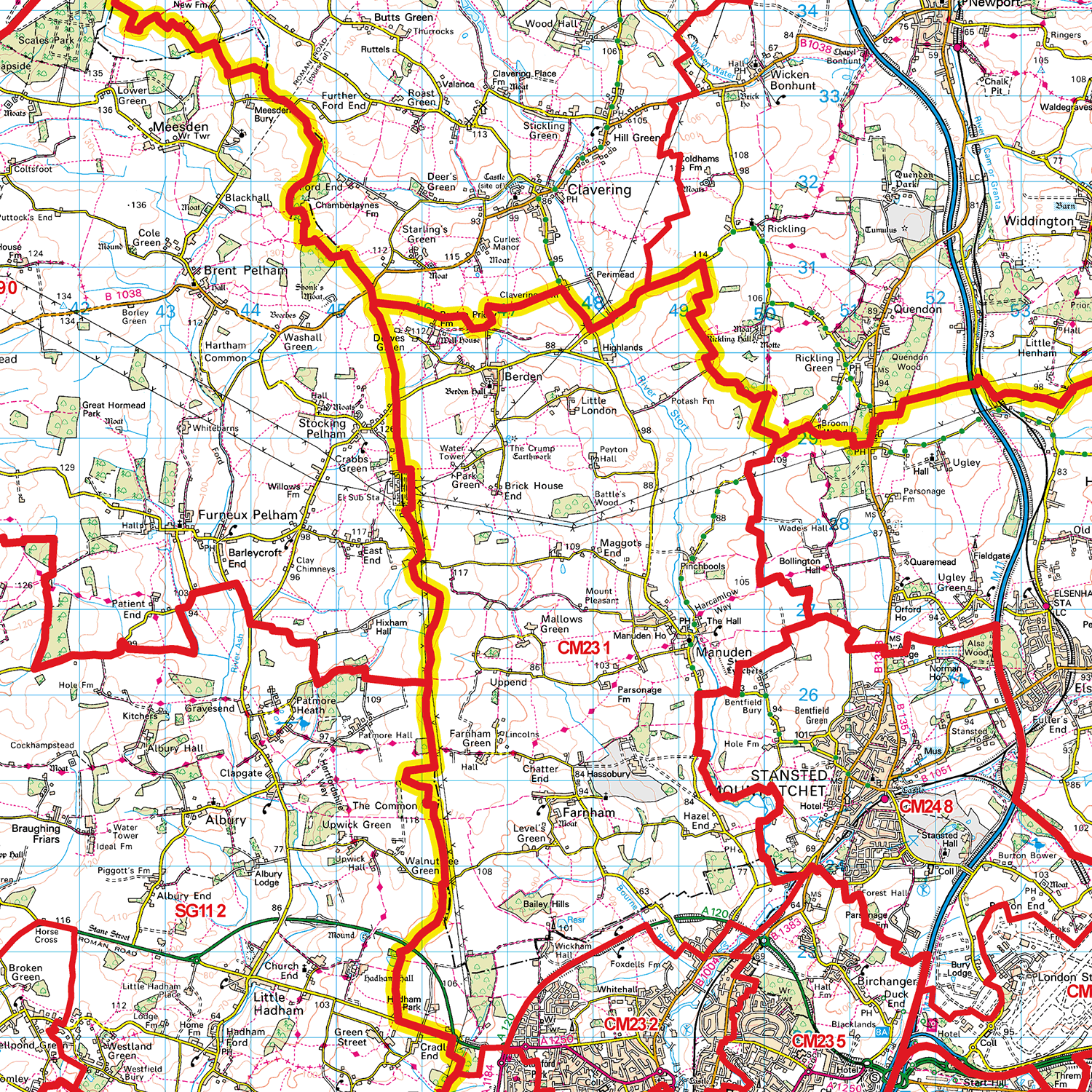 Chelmsford - CM - Postcode Sector Map (G68)