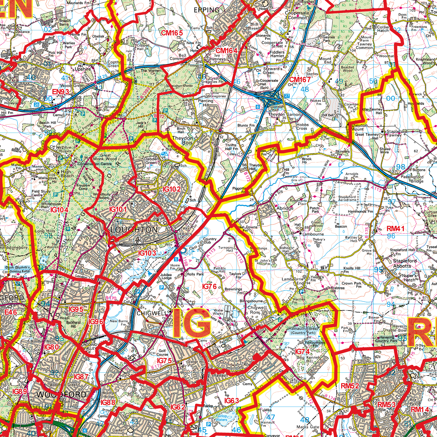 Chelmsford - CM - Postcode Sector Map (G68)