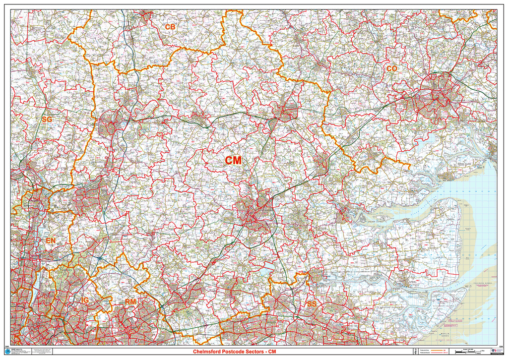 Chelmsford - CM - Postcode Sector Map (G68)