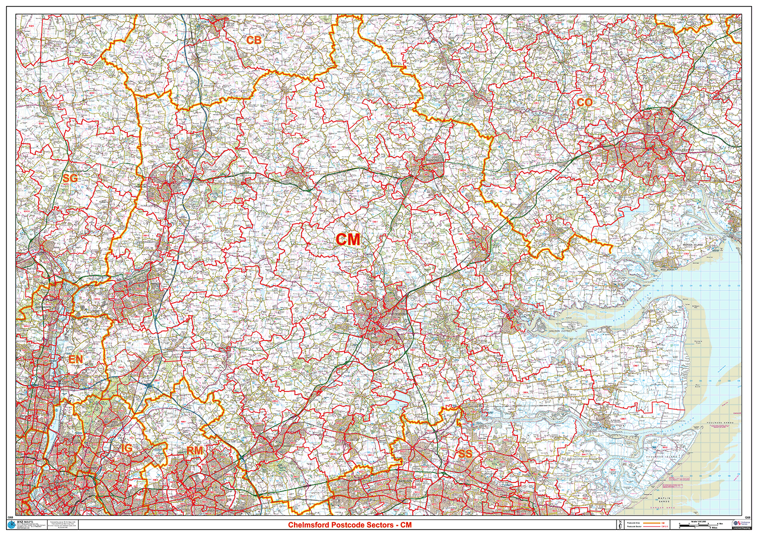 Chelmsford - CM - Postcode Sector Map (G68)