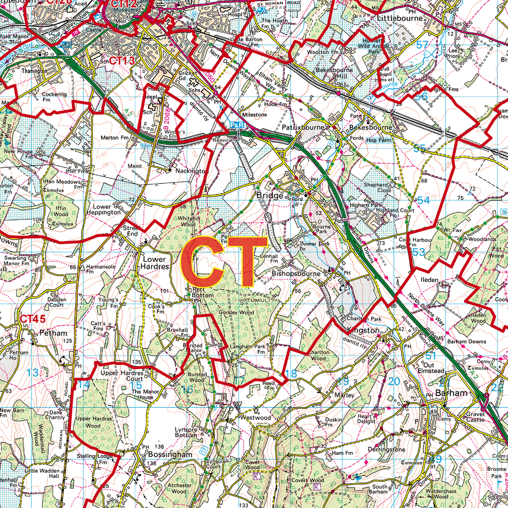 Canterbury - CT - Postcode Sector Map (G69)
