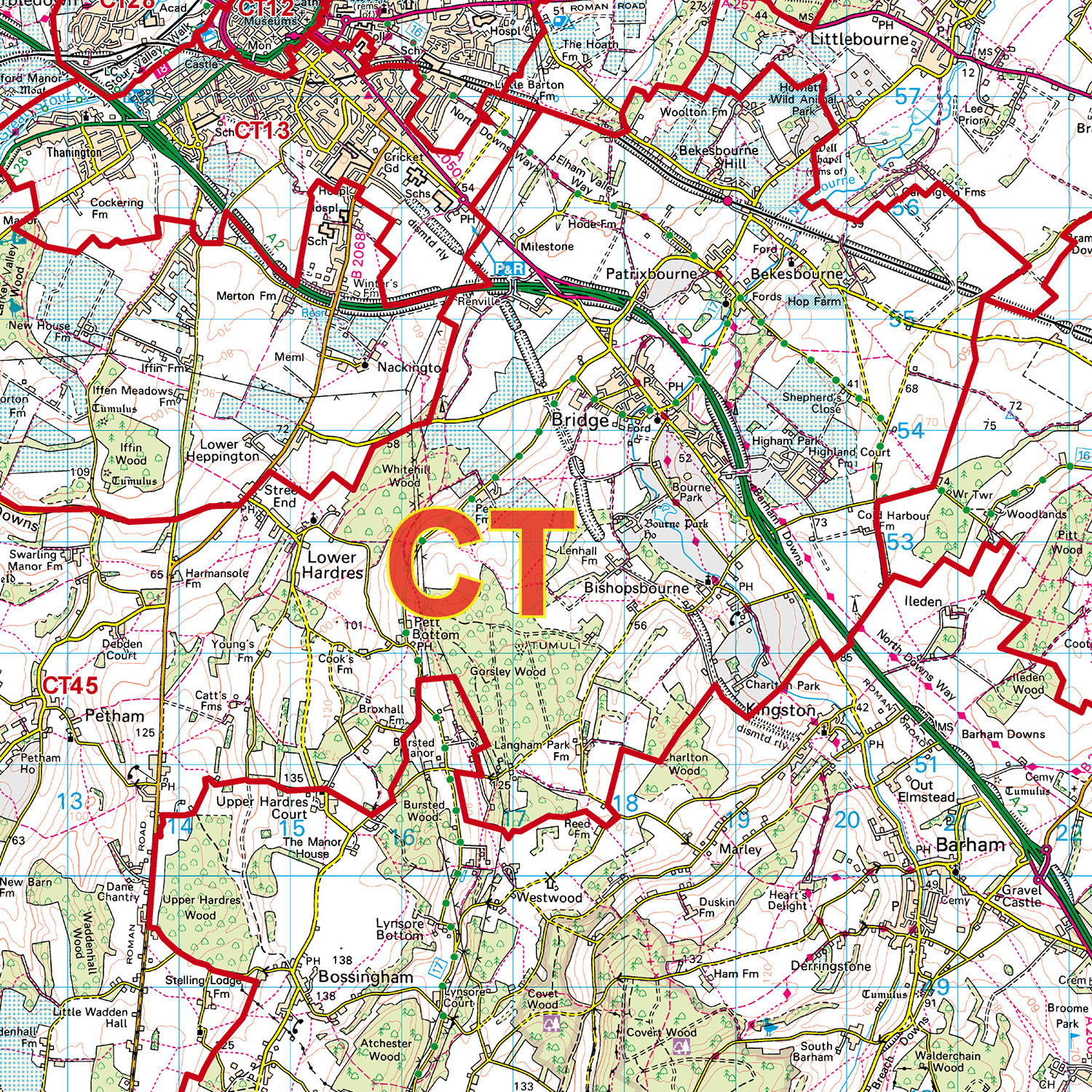 Canterbury - CT - Postcode Sector Map (G69)