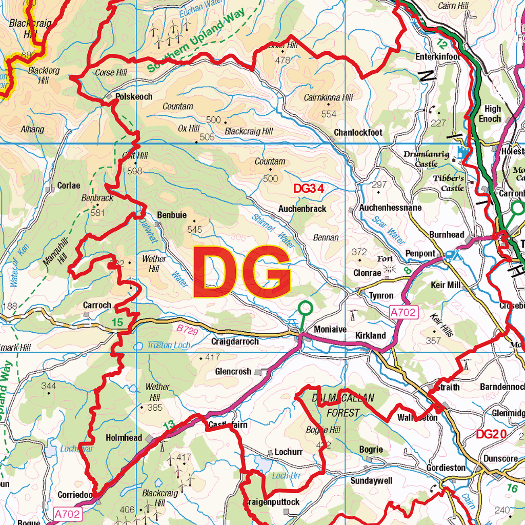 Dumfries & Galloway - DG - Postcode Sector Map (G71)