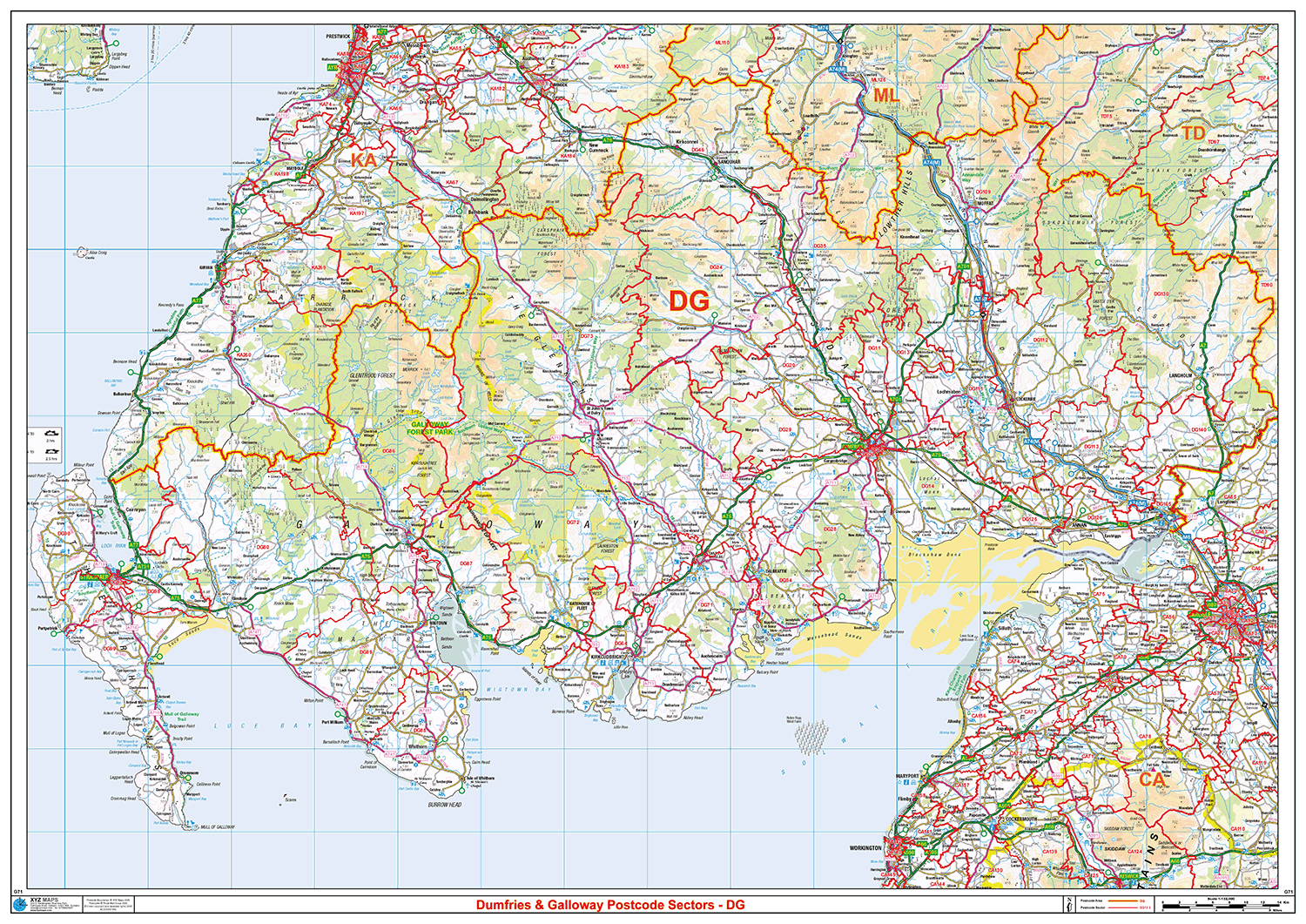 Dumfries & Galloway - DG - Postcode Sector Map (G71)