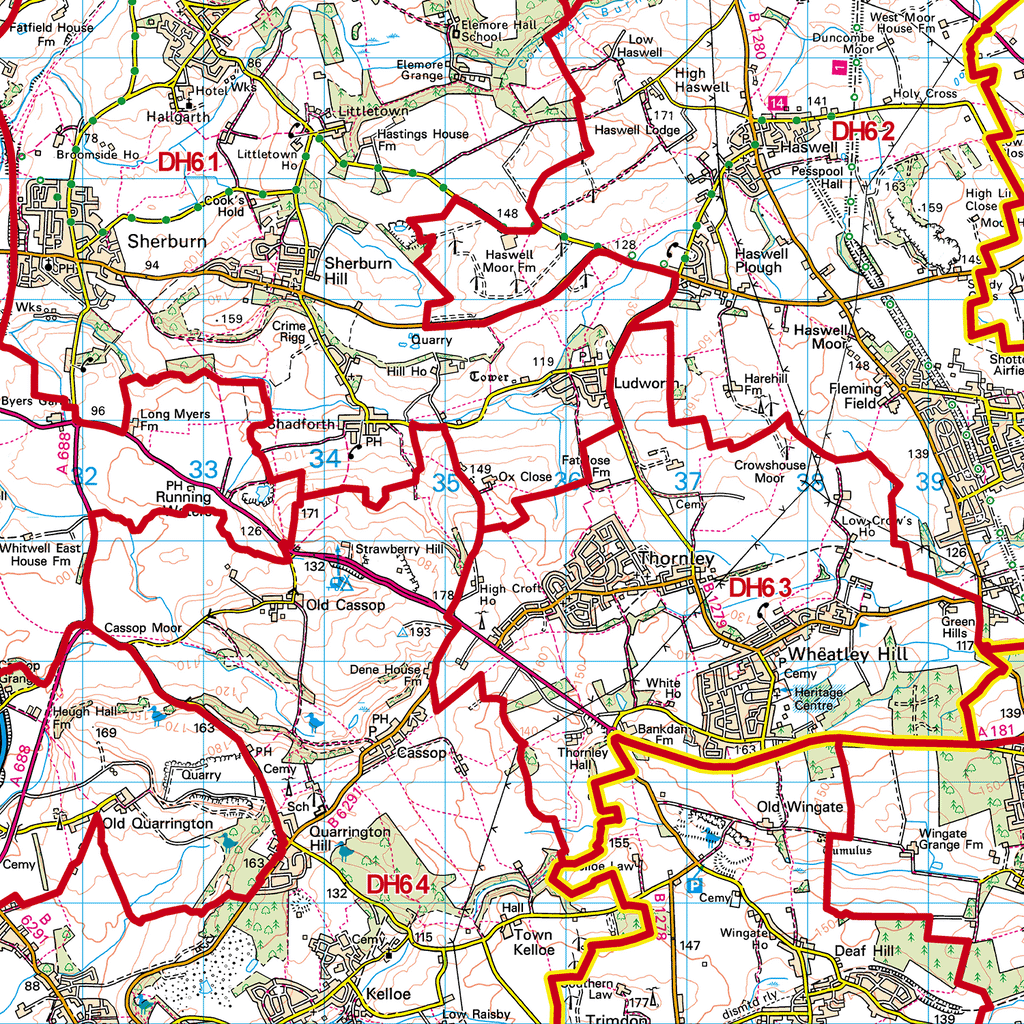 Durham - DH - Postcode Sector Map (G72)