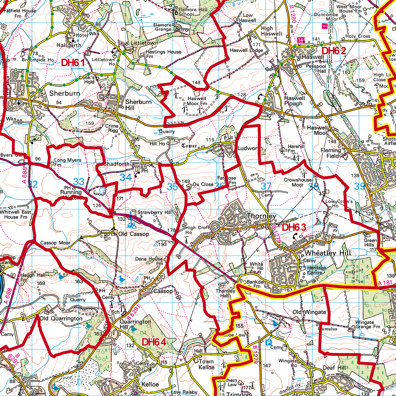 Durham - DH - Postcode Sector Map (G72)