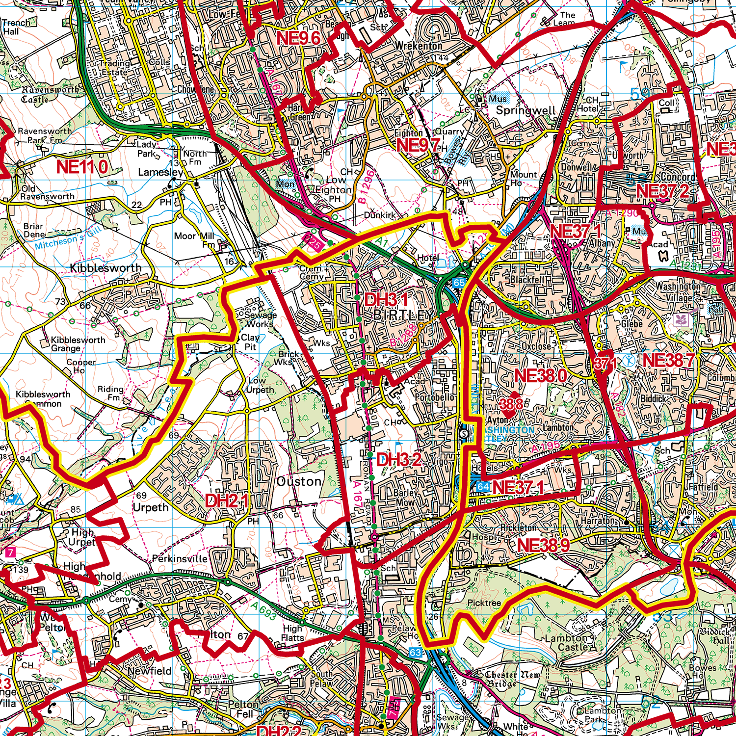 Durham - DH - Postcode Sector Map (G72)
