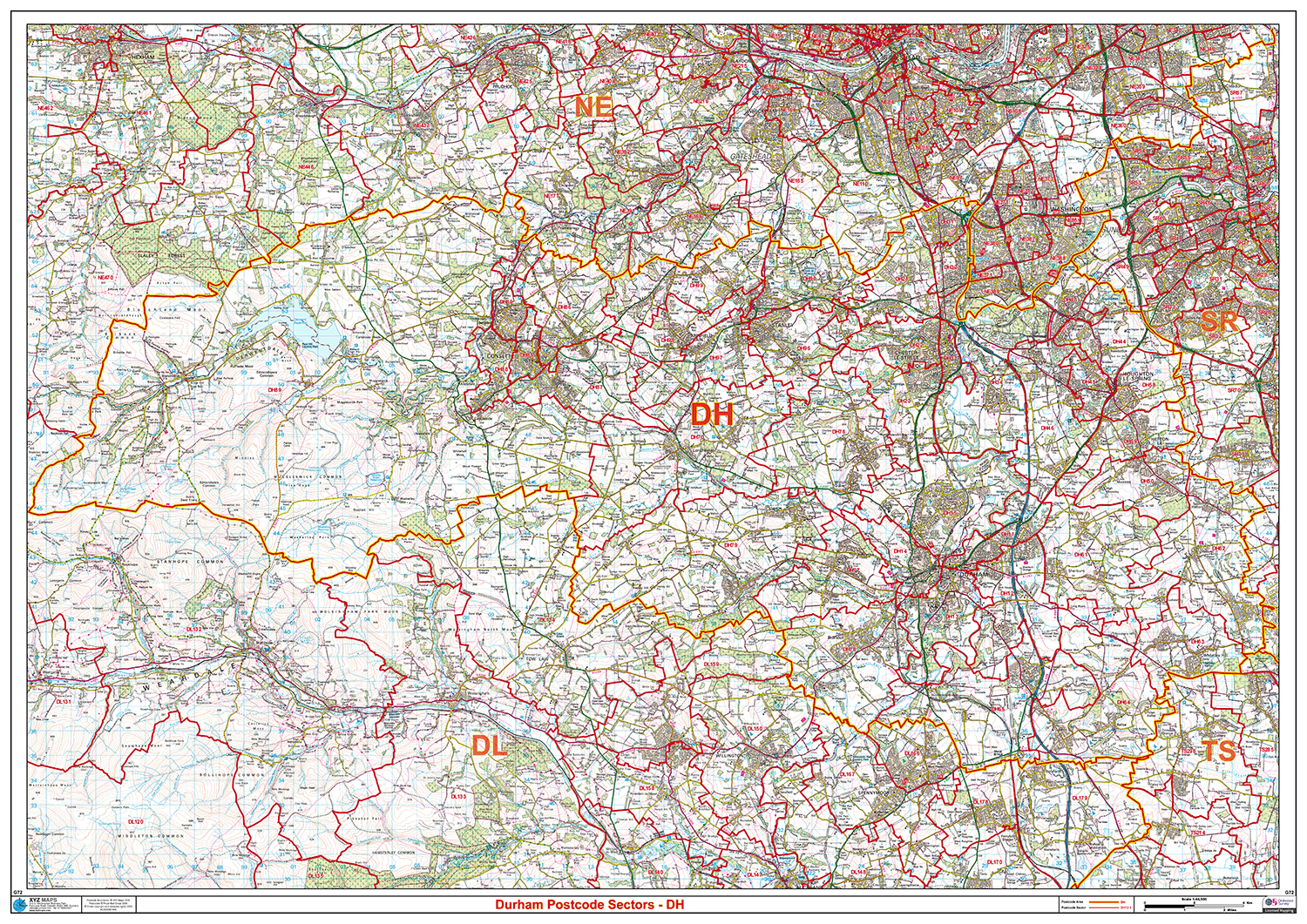 Durham - DH - Postcode Sector Map (G72)