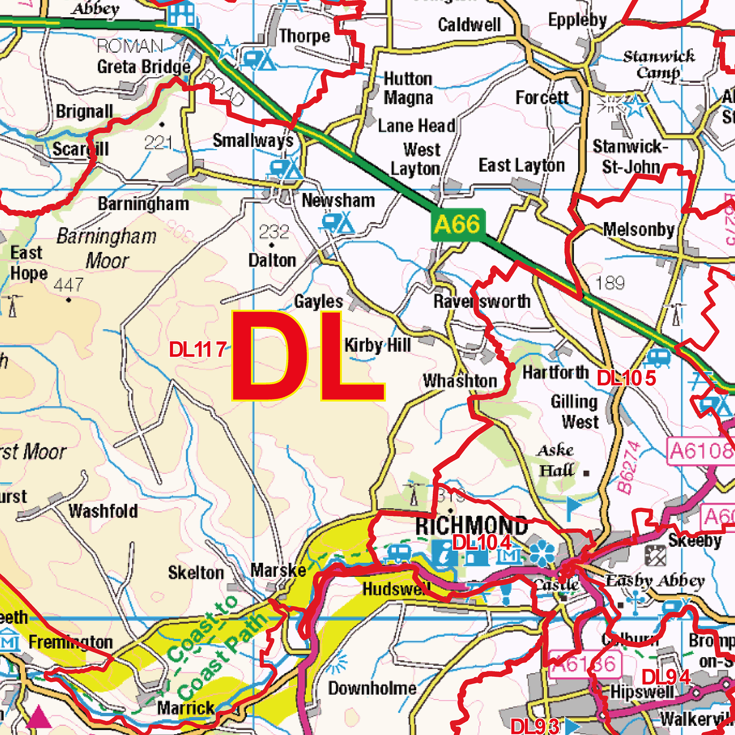 Darlington - DL - Postcode Sector Map (G73)
