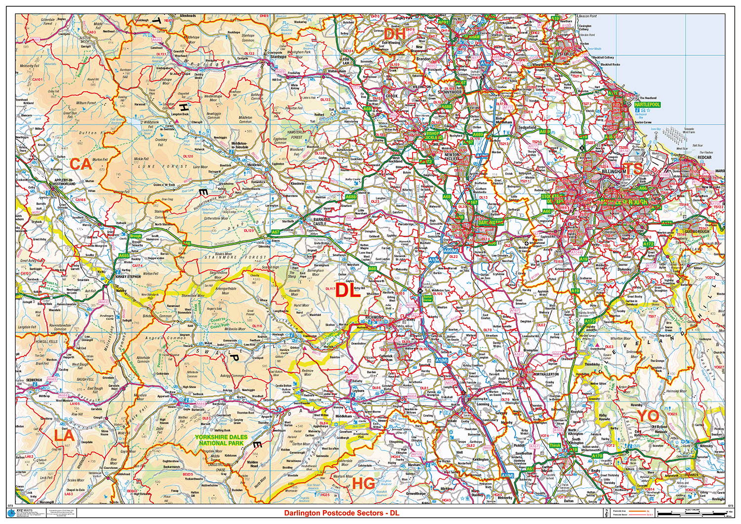 Darlington - DL - Postcode Sector Map (G73)