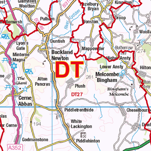 Dorchester - DT - Postcode Sector Map (G74)