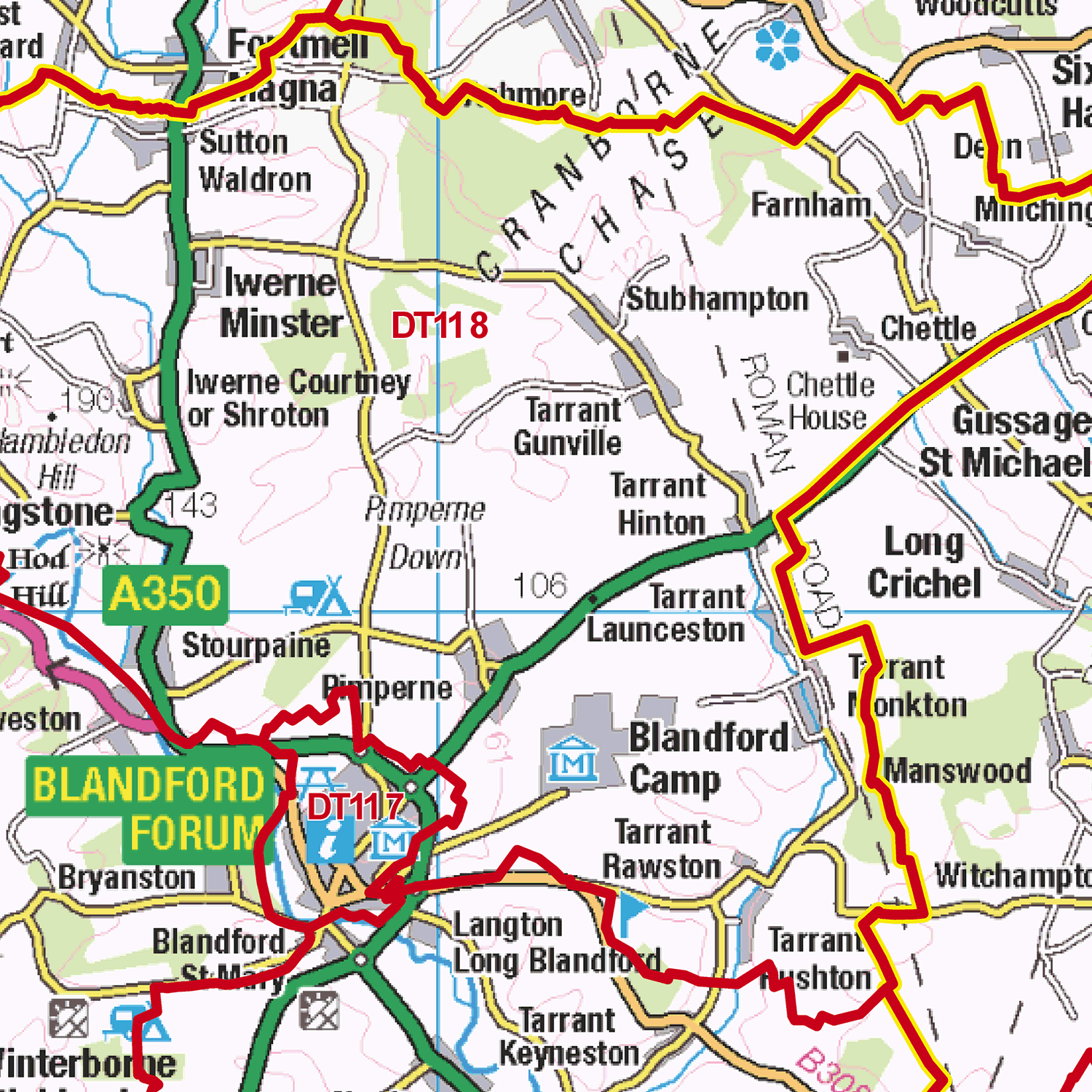 Dorchester - DT - Postcode Sector Map (G74)