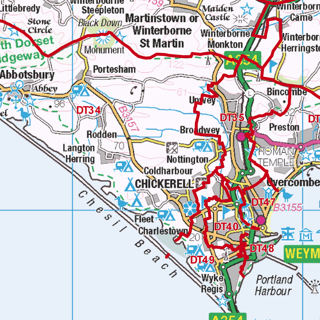 Dorchester - DT - Postcode Sector Map (G74)