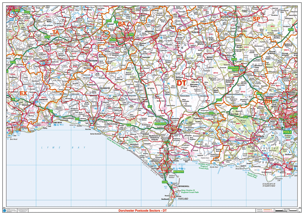 Dorchester - DT - Postcode Sector Map (G74)
