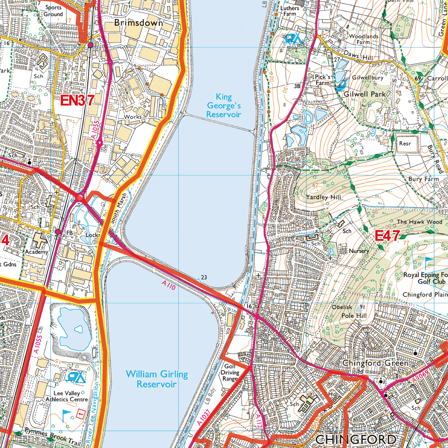 East London - E - Postcode Sector Map (G75)