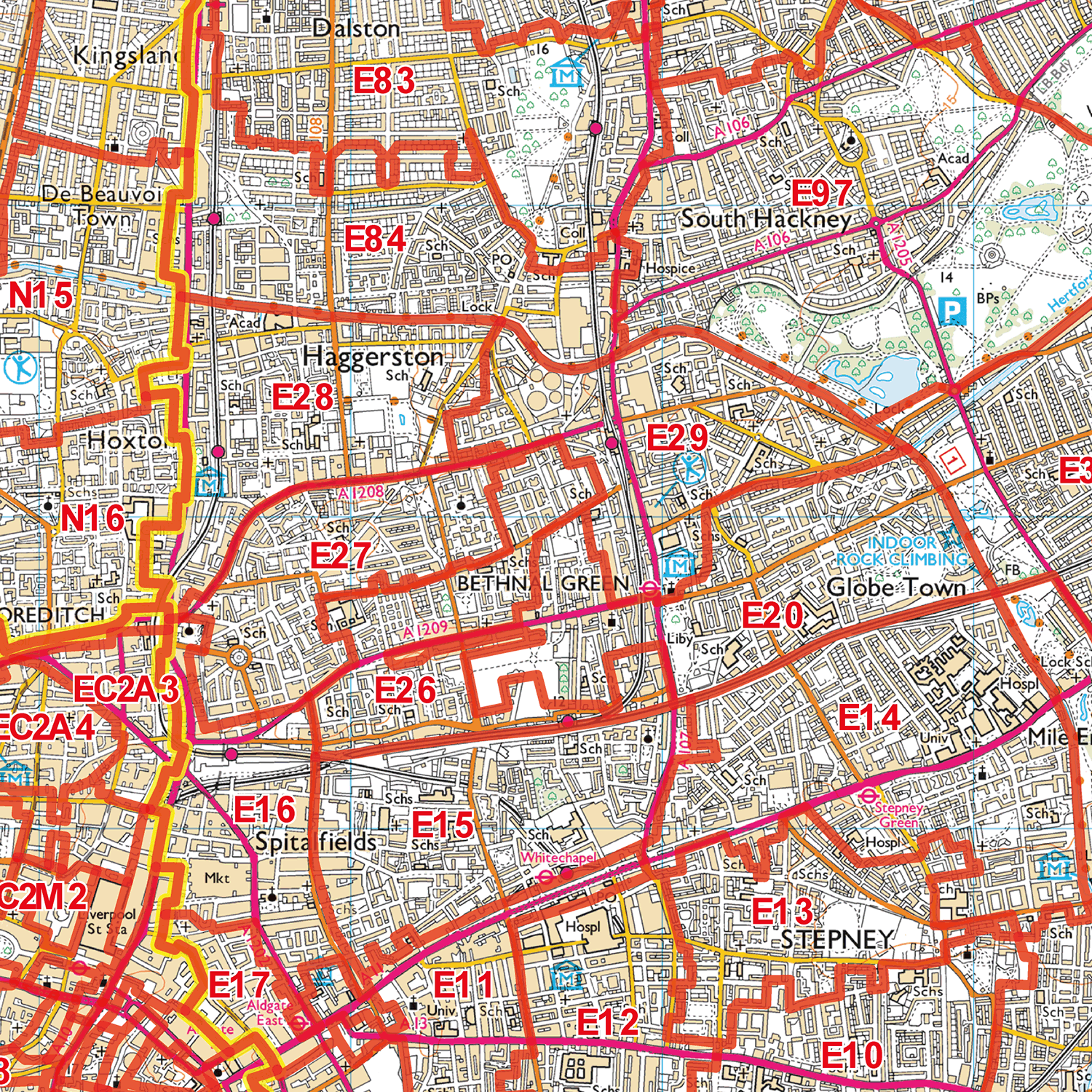 G75 Postcode Map East London - E - Postcode Sector Map (G75) – XYZ Maps