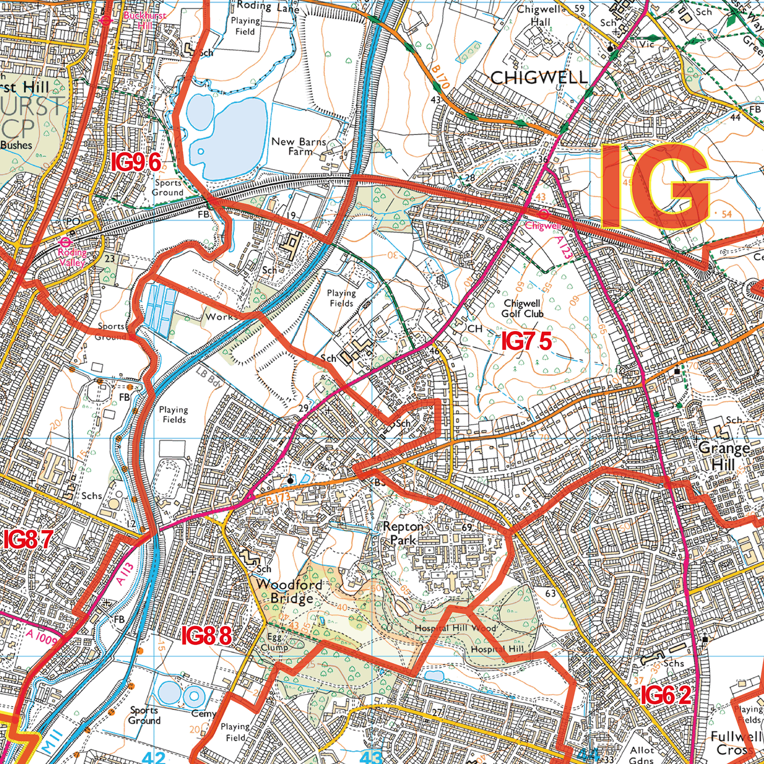 G75 Postcode Map East London - E - Postcode Sector Map (G75) – XYZ Maps