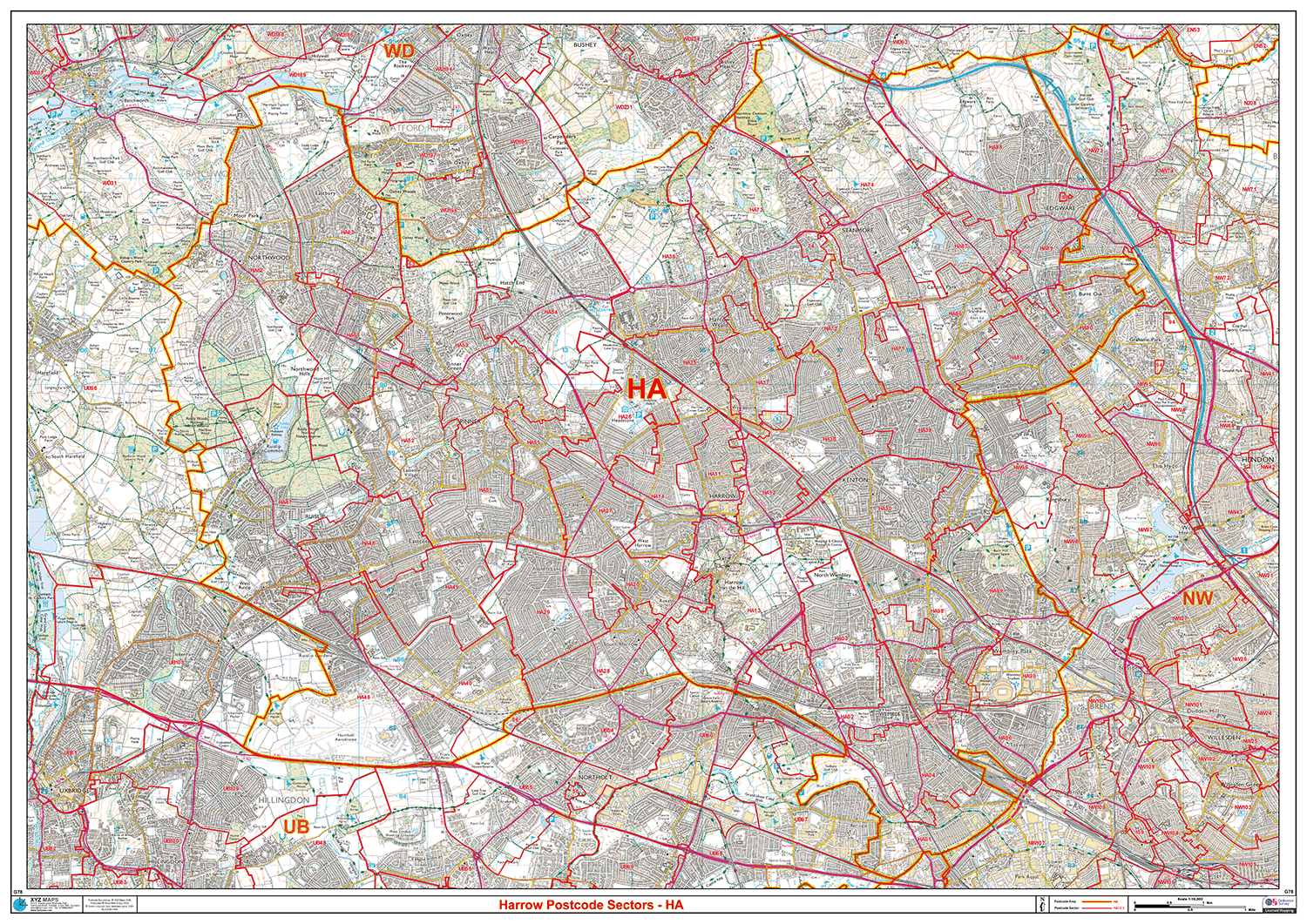Harrow - HA - Postcode Sector Map (G78)