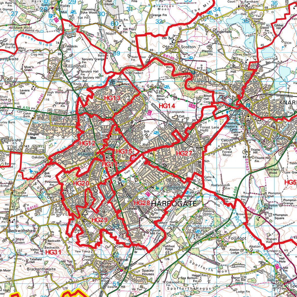 Harrogate - HG - Postcode Sector Map (G79)