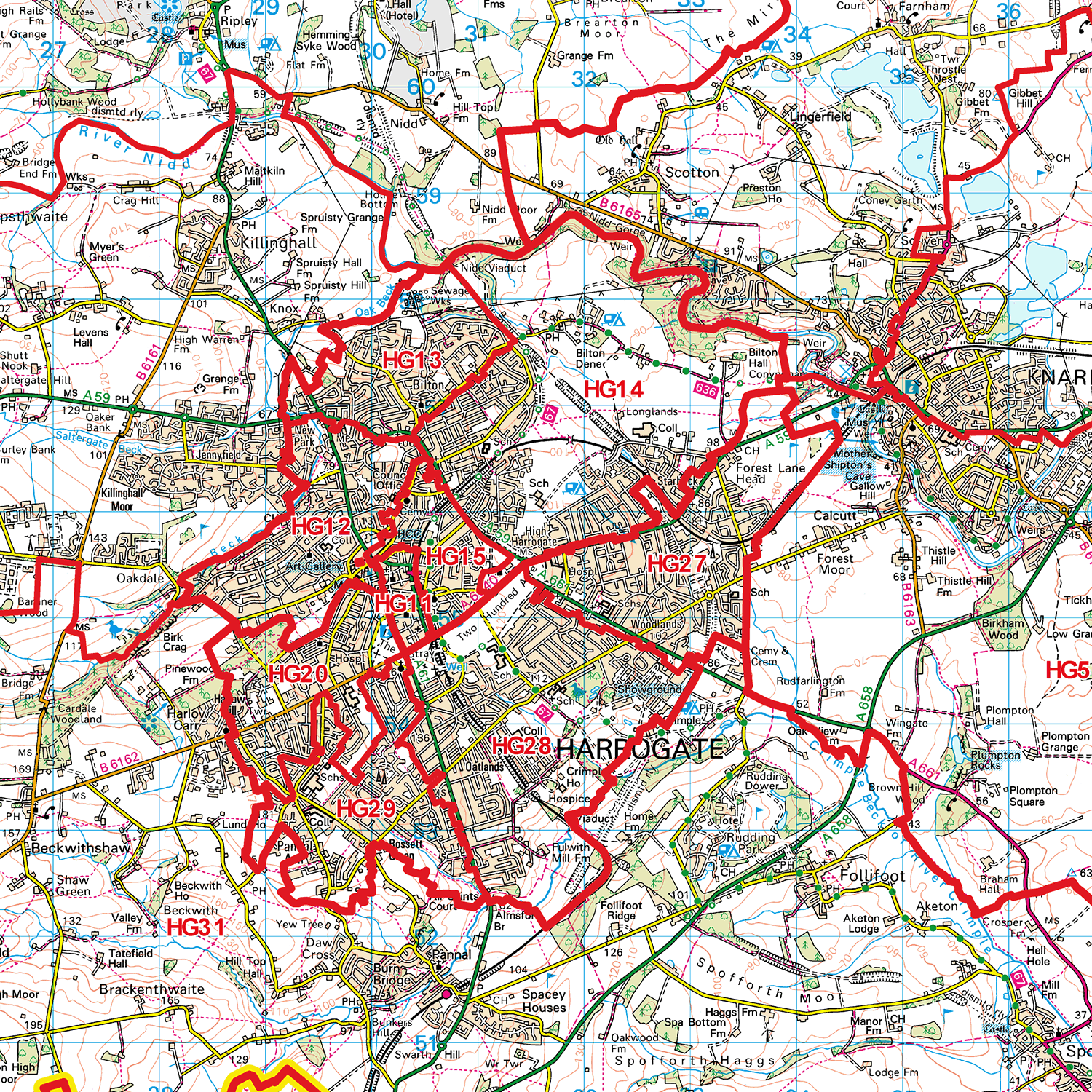 Harrogate - HG - Postcode Sector Map (G79)