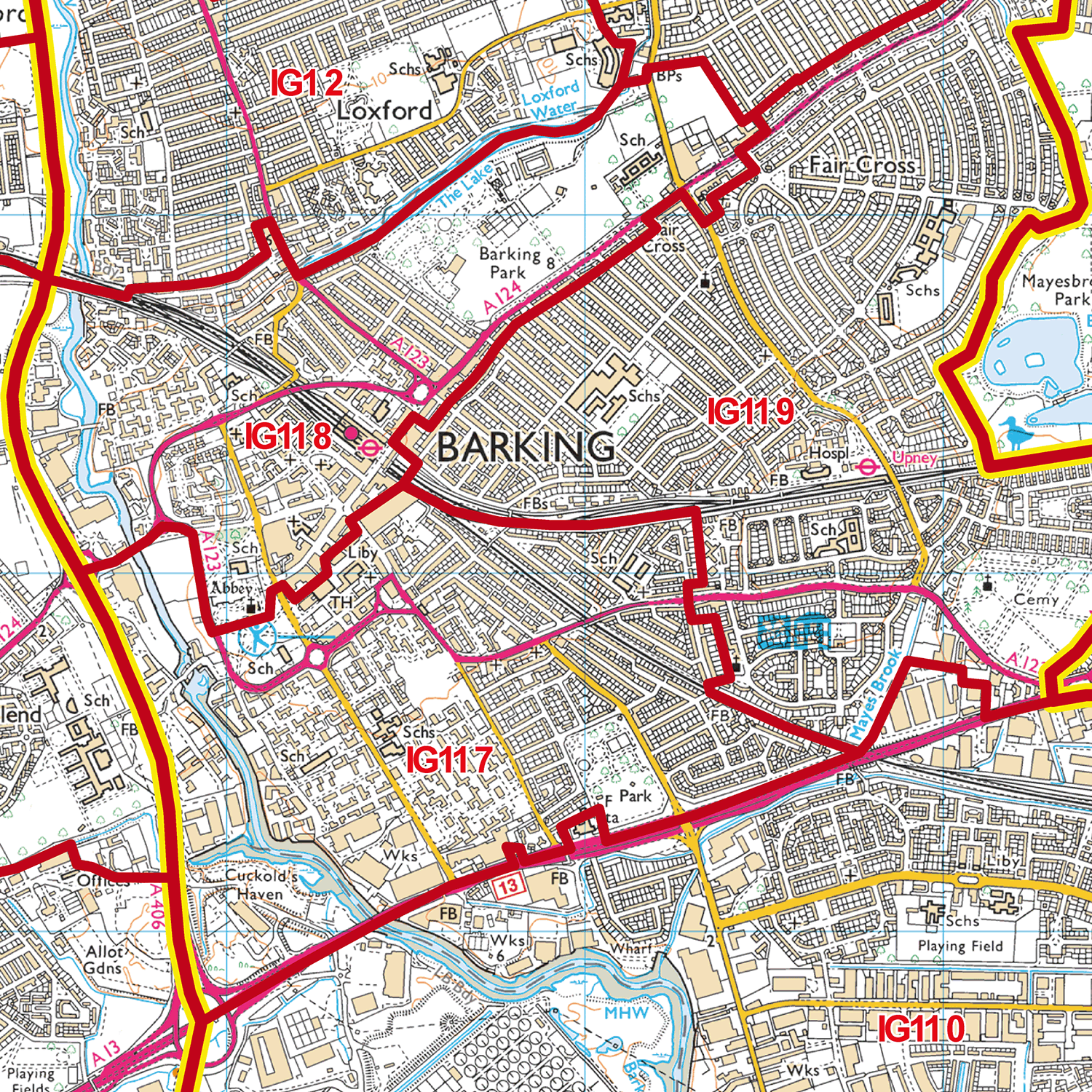 Ilford - IG - Postcode Sector Map (G82)