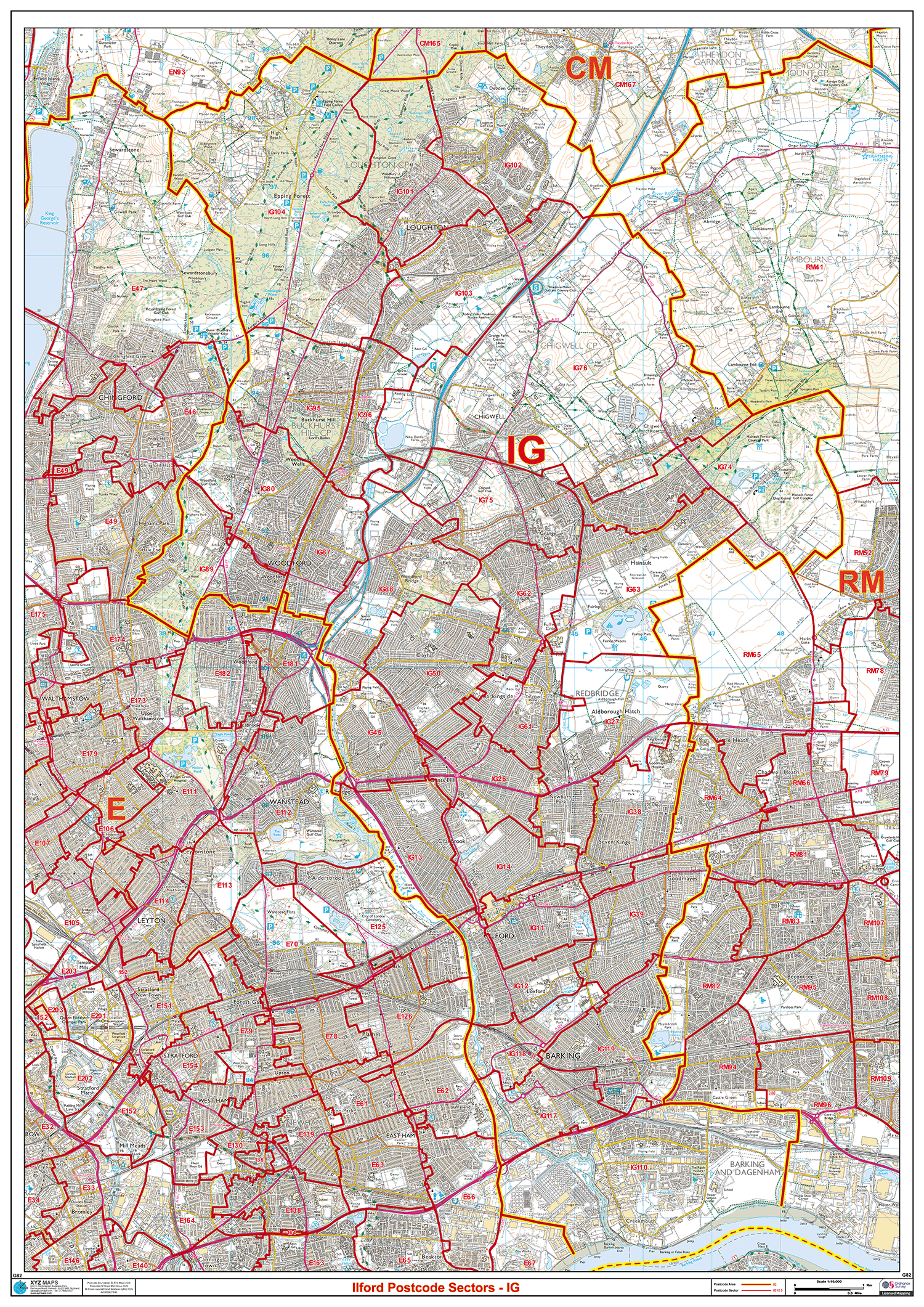 Ilford - IG - Postcode Sector Map (G82)