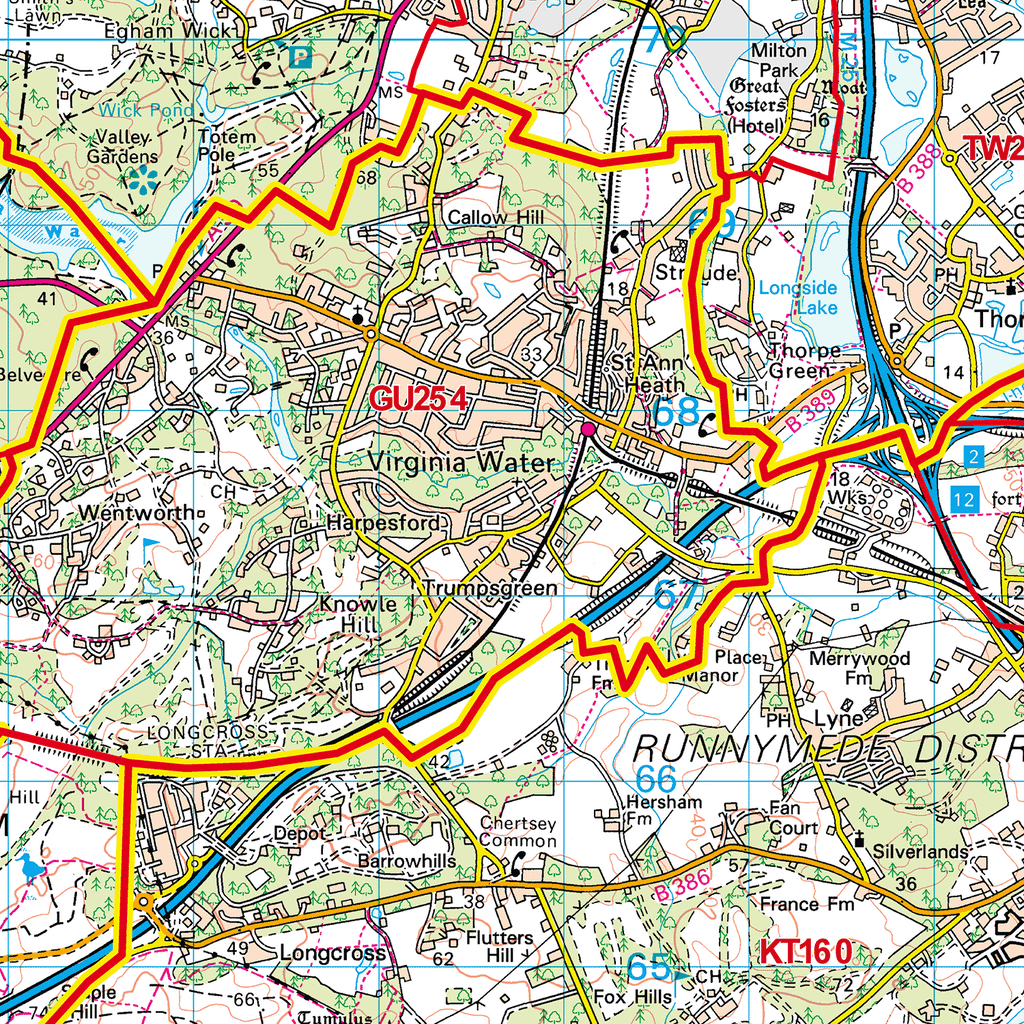 Kingston-Upon-Thames - KT- Postcode Sector Map (G87)